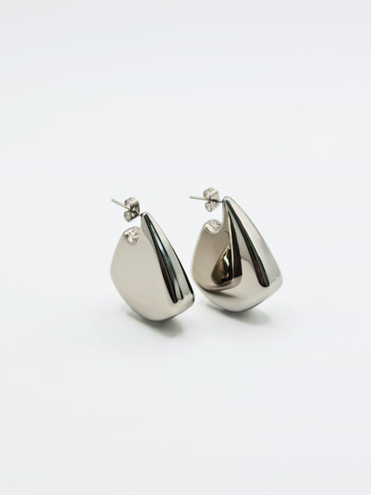 The Torso Silver Finish Tarnish-Free Statement Triangle Hoop Earrings