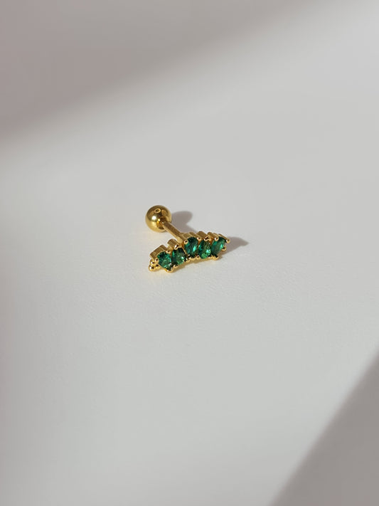 The Rowan 18k Gold Plated Stainless Steel Emerald Cubic Zirconia Ear Climber Cartilage Lobe Single Piercing Stud Earring.