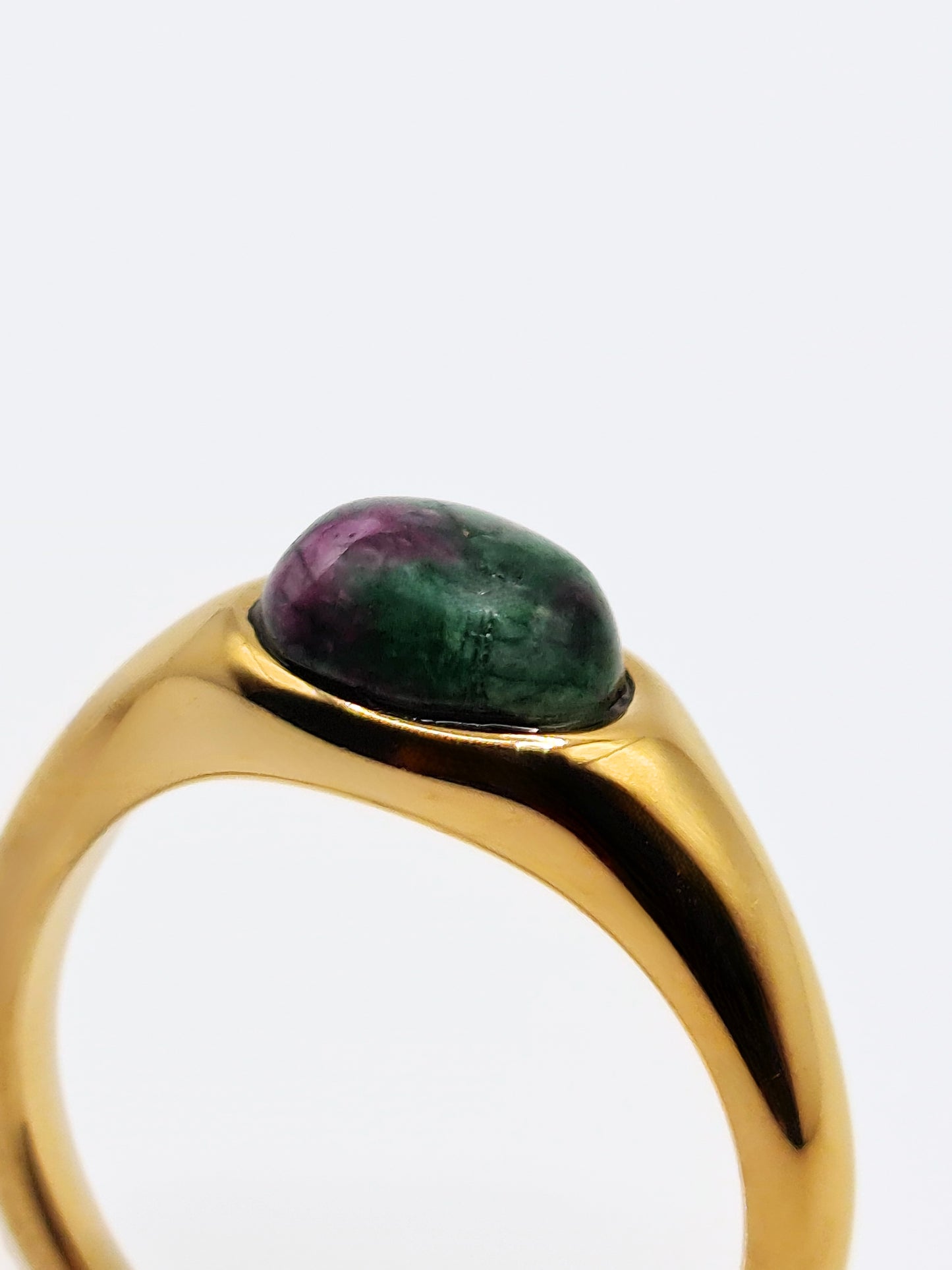 The Talisman Collection 18k Gold Plated Tarnish-Free Unakite Semi-Precious Stone Ring