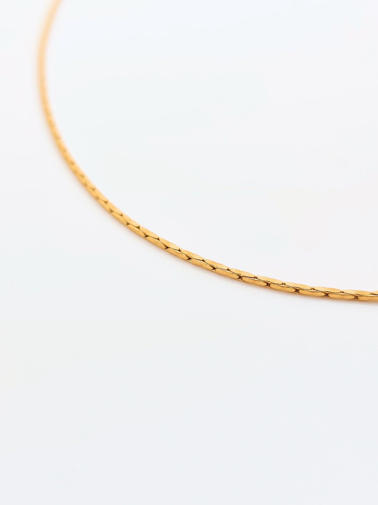 The Arizona 18k Gold Plated Stainless Steel Delicate Round Cobra Snake Chain Necklace.