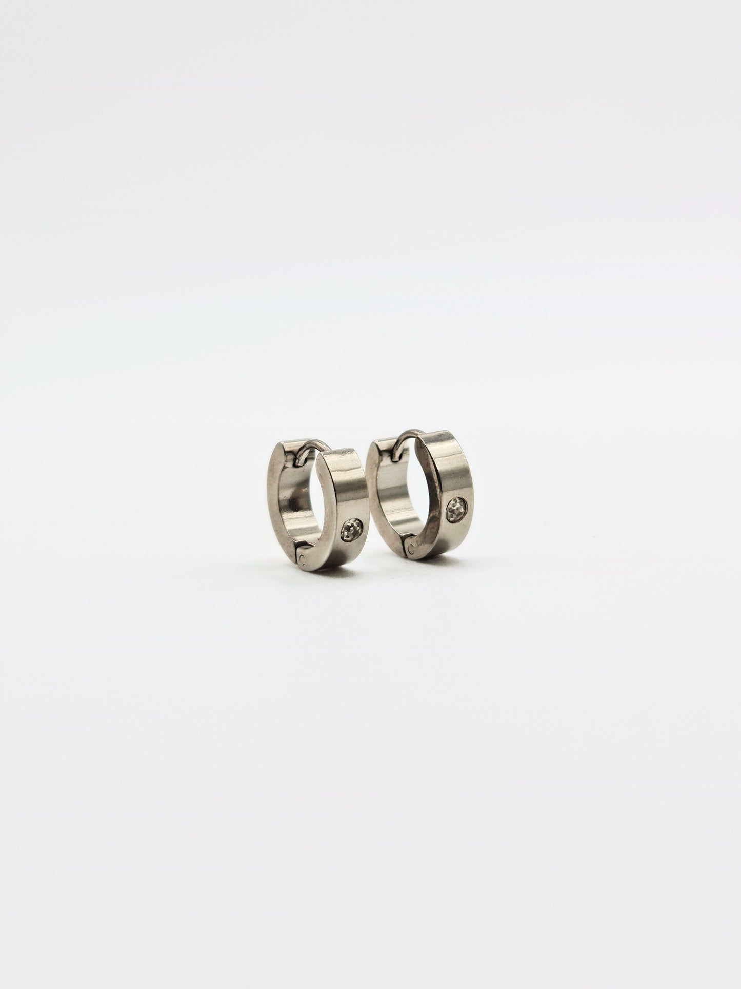 The Maddy Essentials Silver Finish Tarnish-Free Crystal Mini Huggie Hoop Earrings