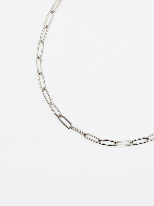 The Poppy Set Silver Finish Tarnish-Free Paperclip Chain Necklace & Bracelet