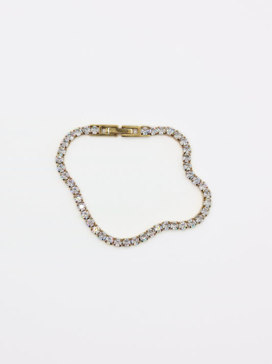 The Tory 18k Gold Plated Tarnish-Free Cubic Zirconia Crystal Tennis Chain Bracelet
