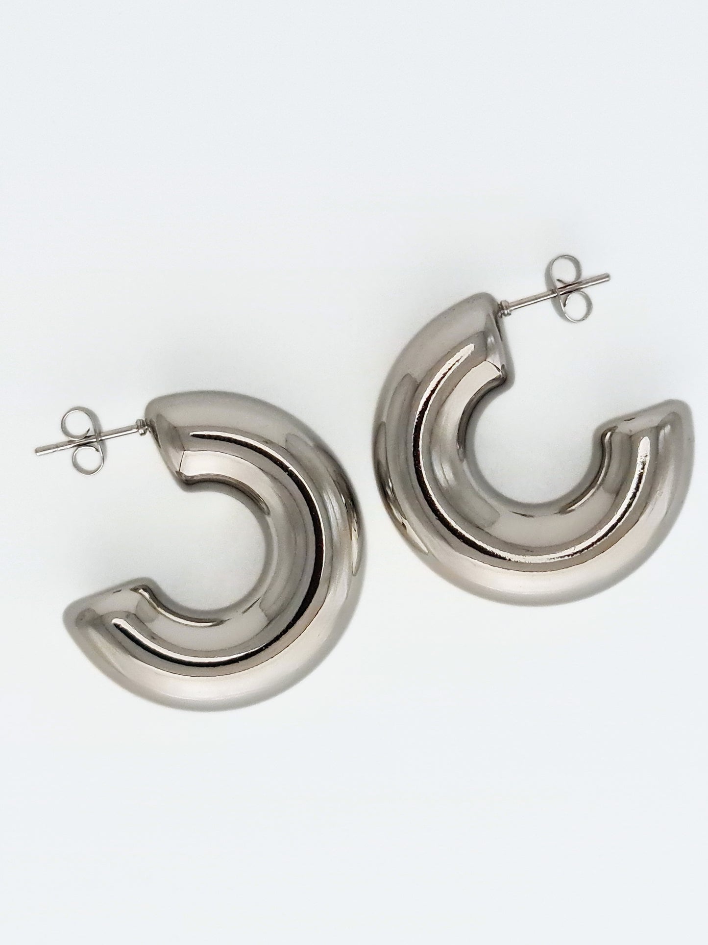 The Tubus Silver Finish Tarnish-Free Statement Tube Hoop Earrings
