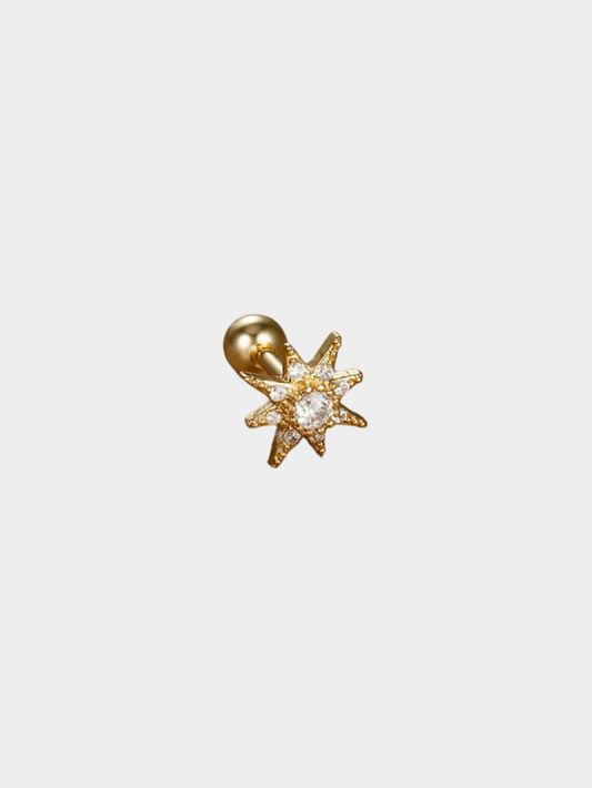 The Talisman Collection 18k Gold Plated Tarnish-Free Crystal Star Single Cartilage & Lobe Piercing Stud