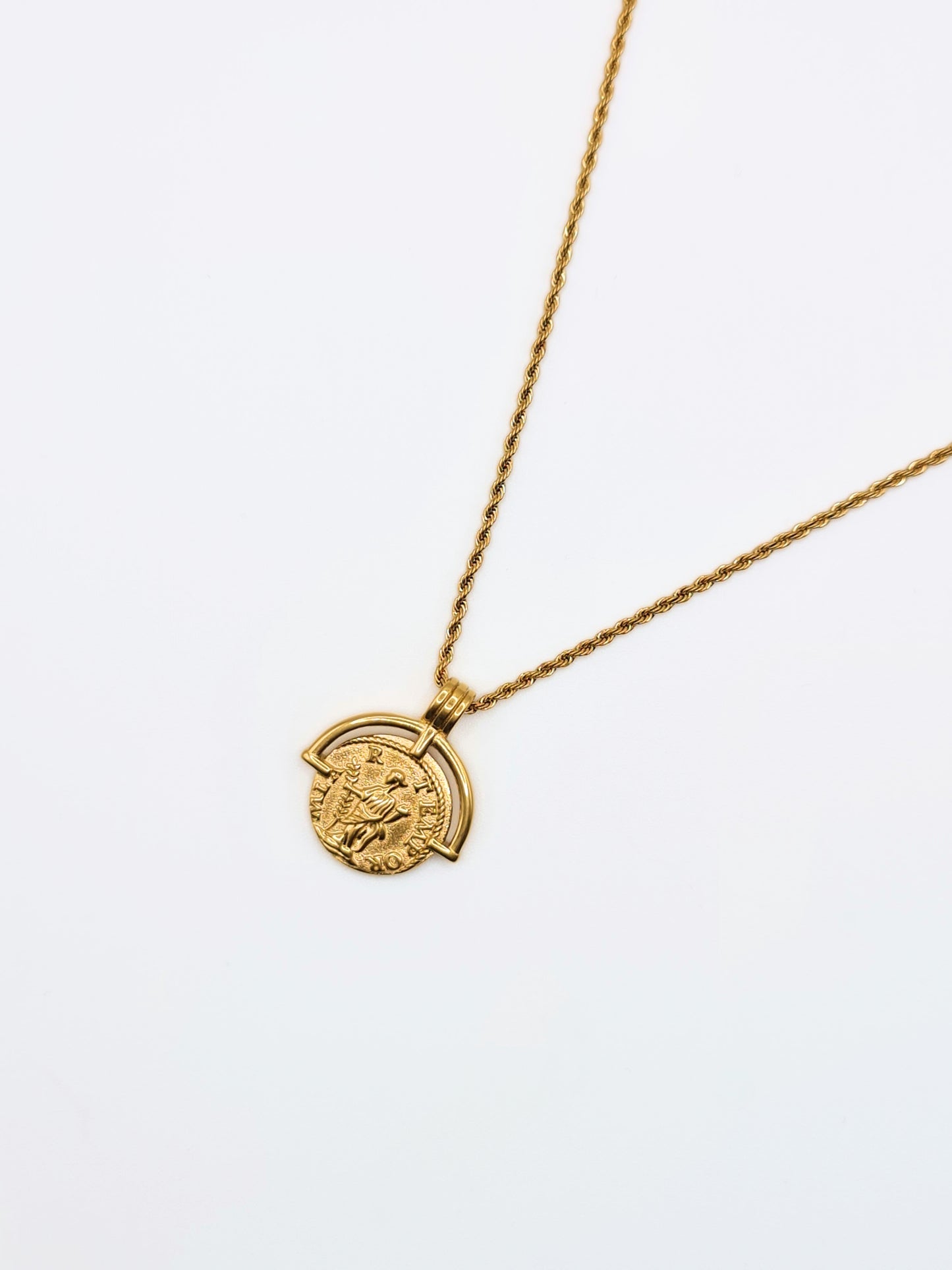 The Talisman Collection 18k Gold Plated Stainless Steel Coin Pendant Necklace.