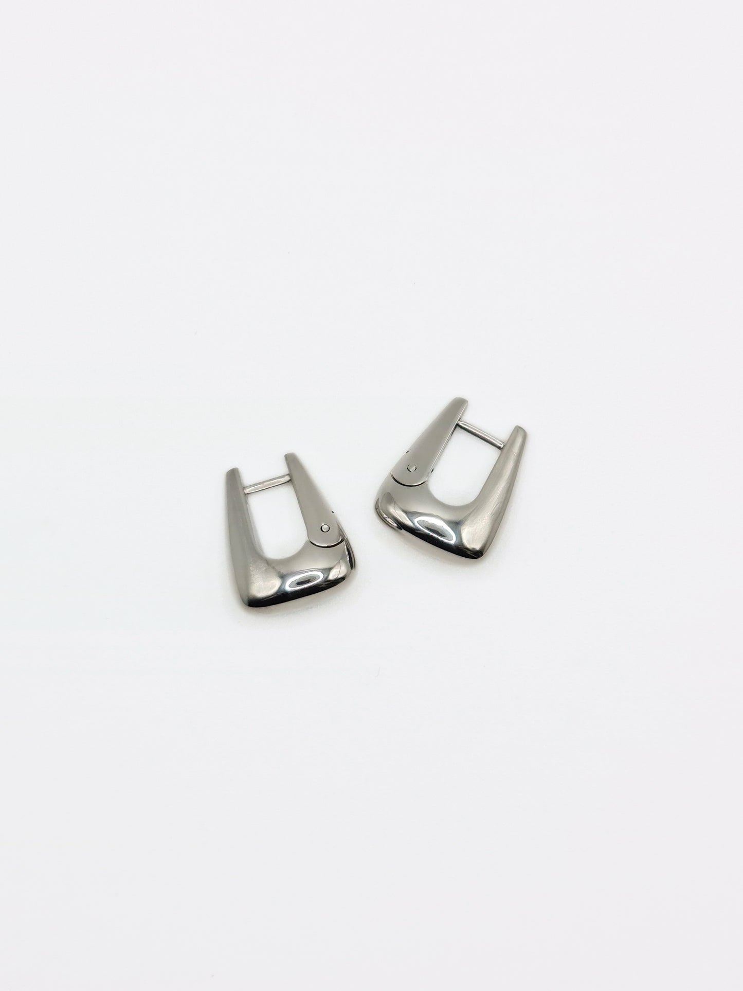 The Tate Silver Finish Tarnish-Free Hinged Triangle Hoop Earrings