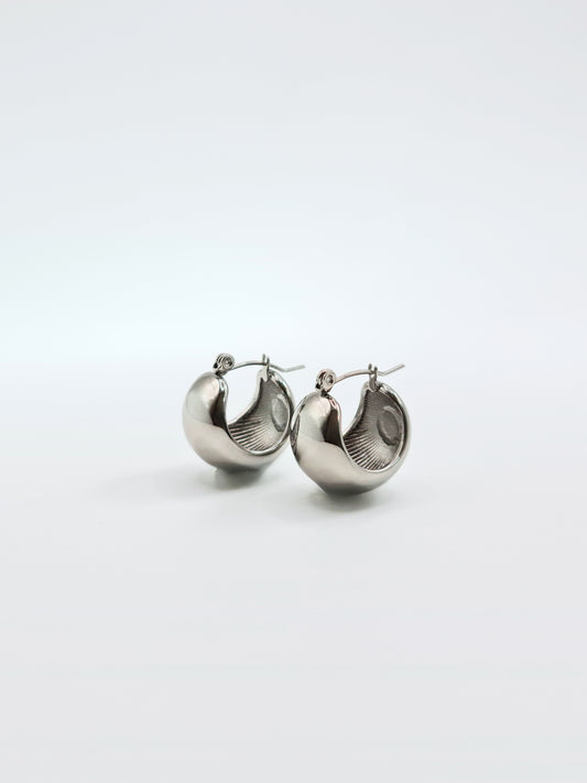 The Sphere Silver Finish Tarnish-Free Basket Hoop Earrings