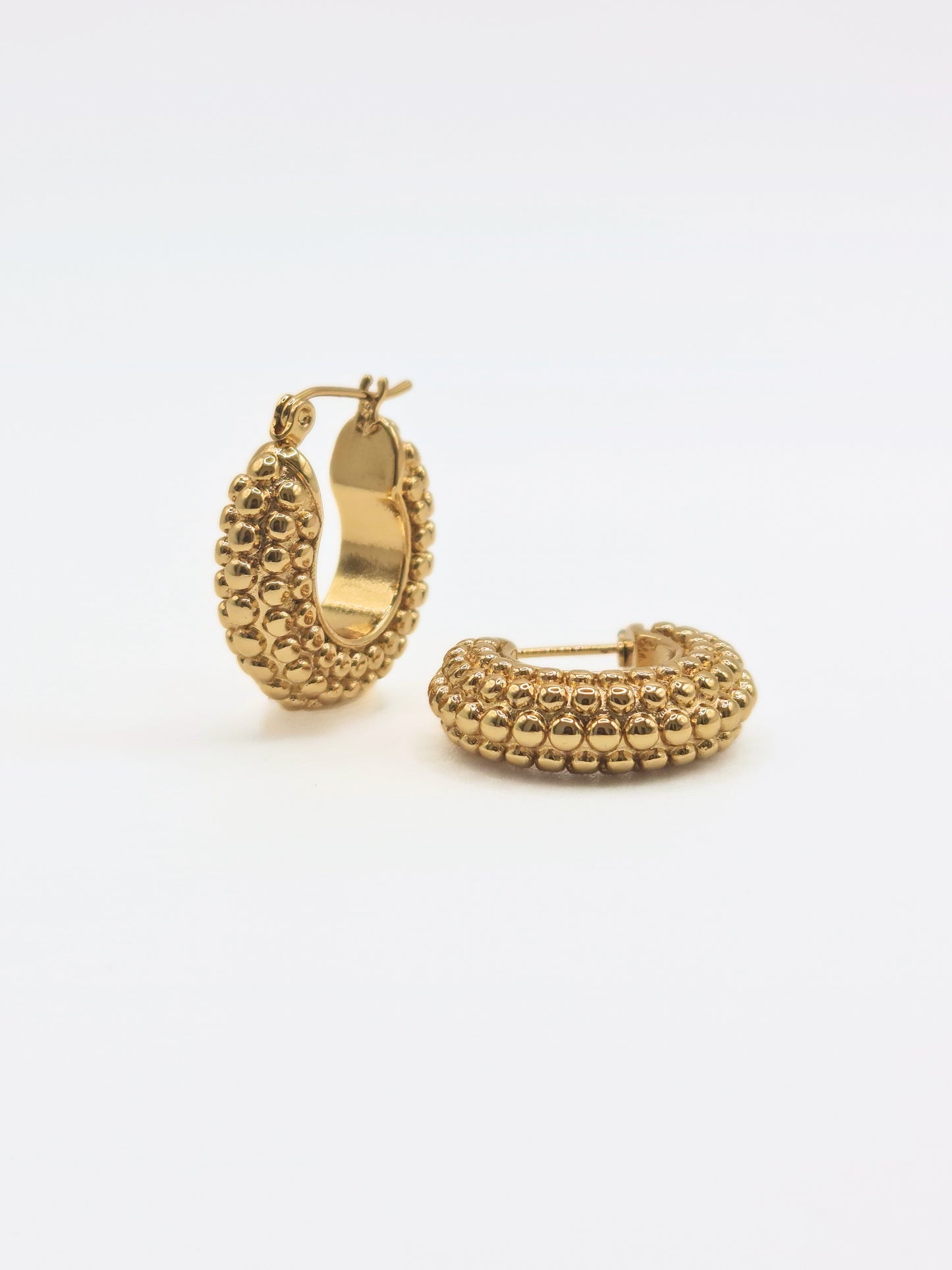 The Talisman Collection 18k Gold Plated Tarnish-Free Beaded Chunky Hoop Earrings