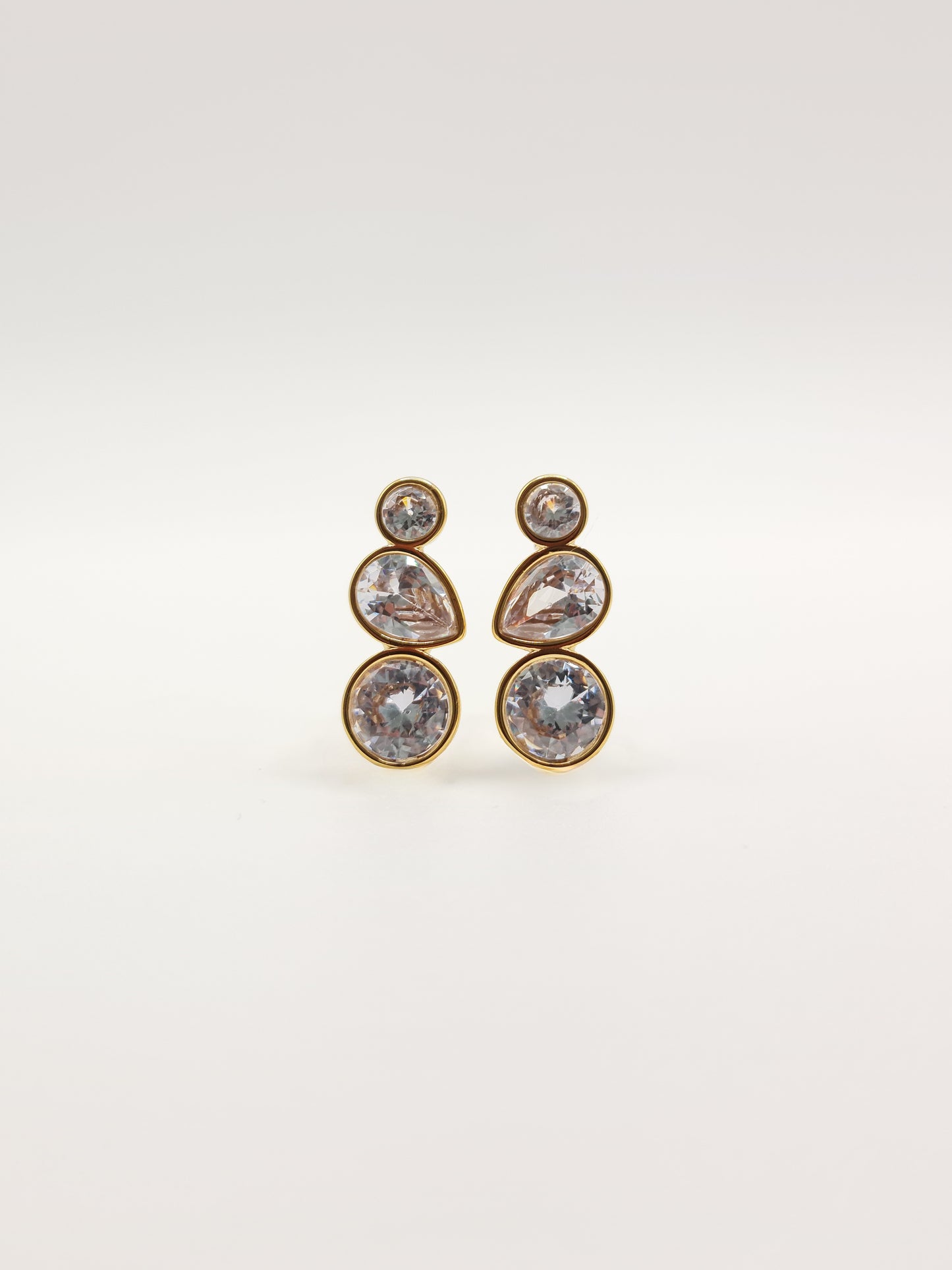 The Quartz 18k Gold Plated Tarnish-Free Bezel Crystal Stud Earrings