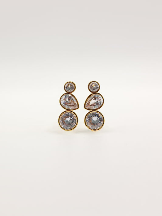 The Quartz 18k Gold Plated Tarnish-Free Bezel Crystal Stud Earrings