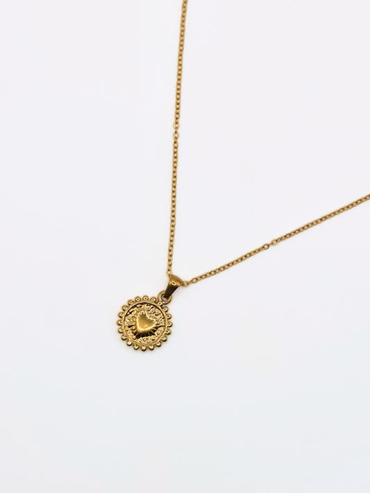 The Talisman Collection 'C' Initial 18k Gold Plated Stainless Steel Ball Trim Pendant Necklace.