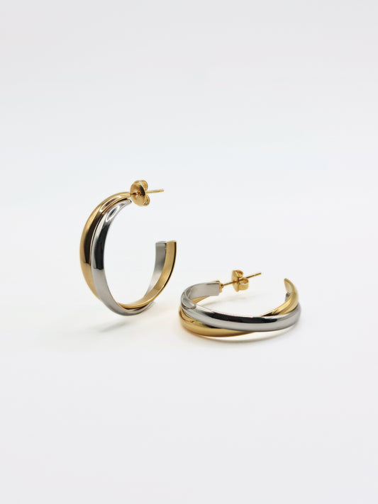 The Connection Two Tone Tarnish-Free Large Hoop Earrings
