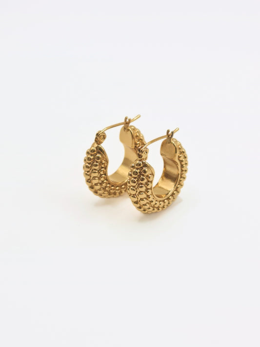 The Talisman Collection 18k Gold Plated Tarnish-Free Beaded Chunky Hoop Earrings