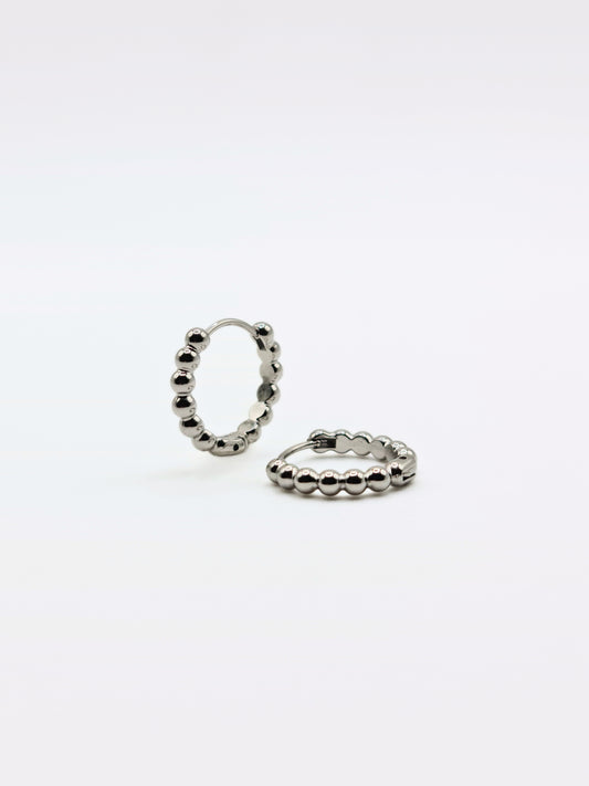 The Bonnie Essentials Silver Finish Tarnish-Free Beaded Huggie Hoop Earrings