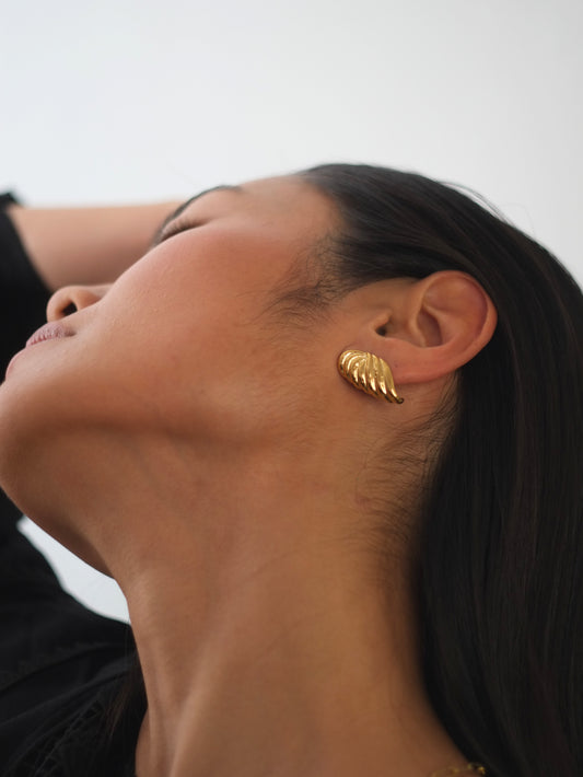 The Shield Hammered 18k Gold Plated Tarnish-Free Statement Stud Earrings