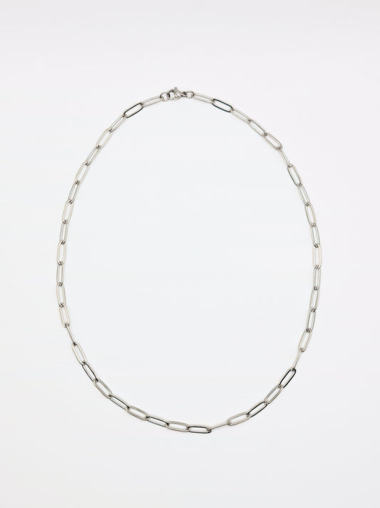 The Poppy Silver Finish Tarnish-Free Paperclip Chain Necklace