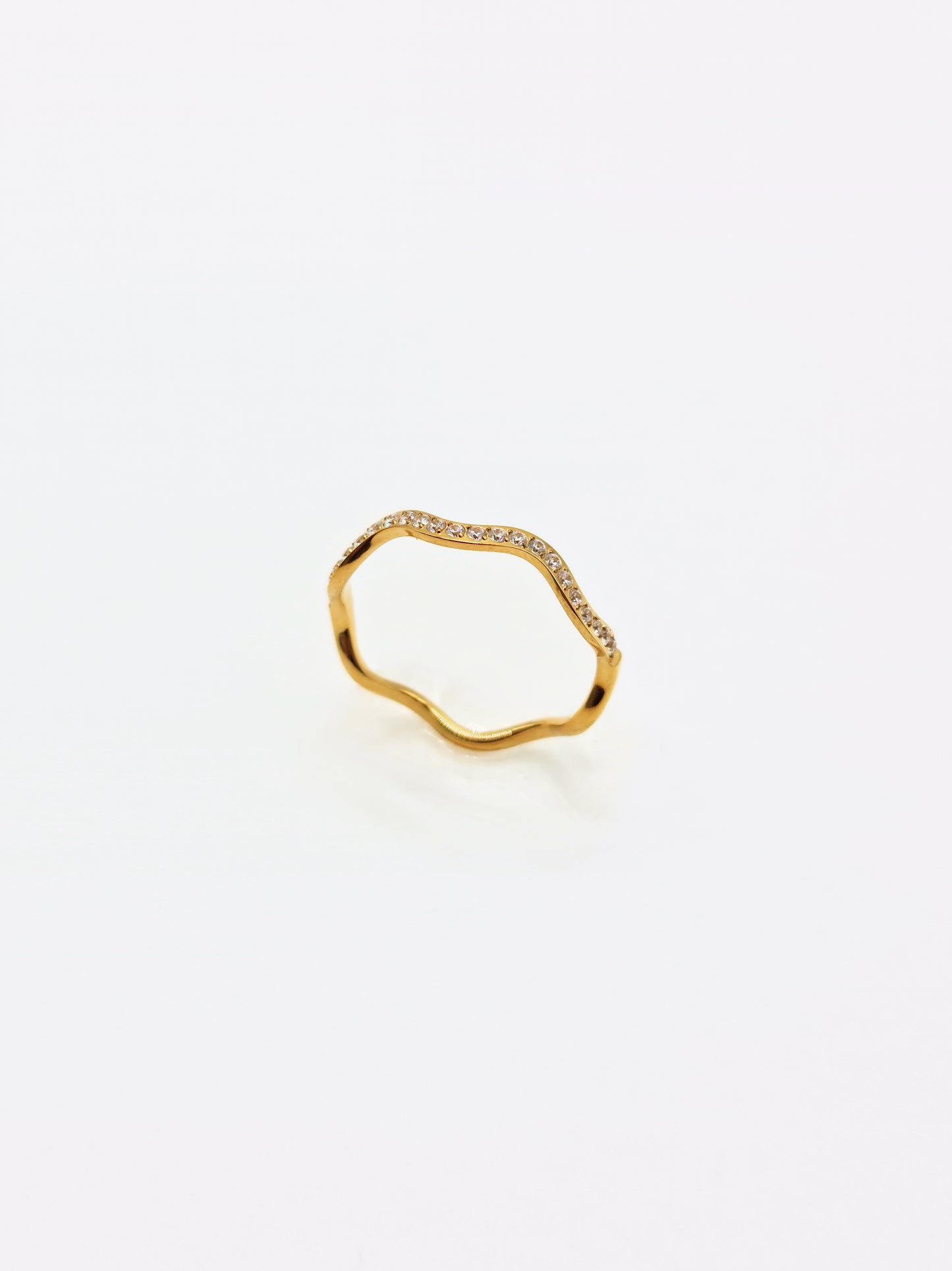The Waverly 18k Gold Plated Tarnish-Free Fine Crystal Wavy Layering Ring