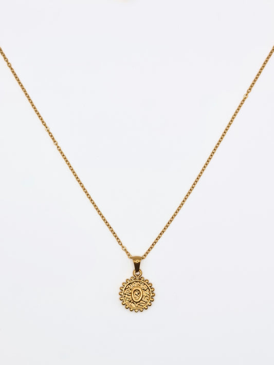 The Talisman Collection 'O' Initial 18k Gold Plated Stainless Steel Ball Trim Pendant Necklace.