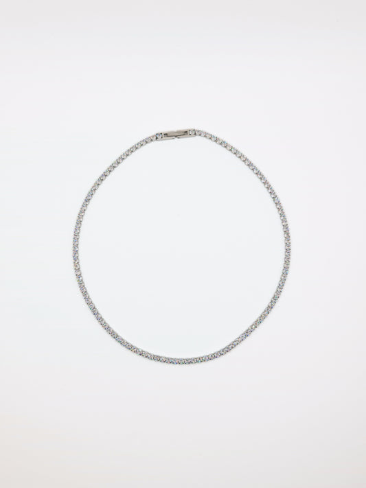 The Tory Silver Finish Tarnish-Free Cubic Zirconia Crystal Tennis Chain Necklace