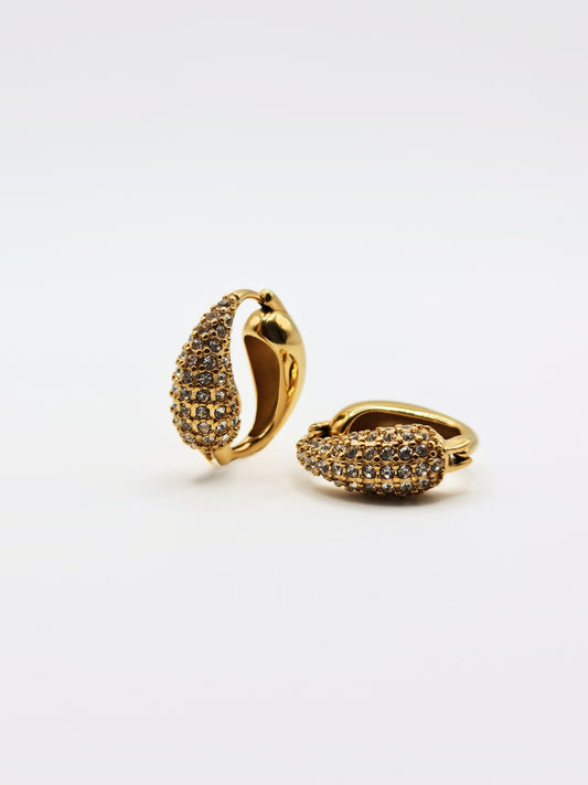 The Corinthos 18k Gold Plated Tarnish-Free Crystal Pave Abstract Hoop Earrings