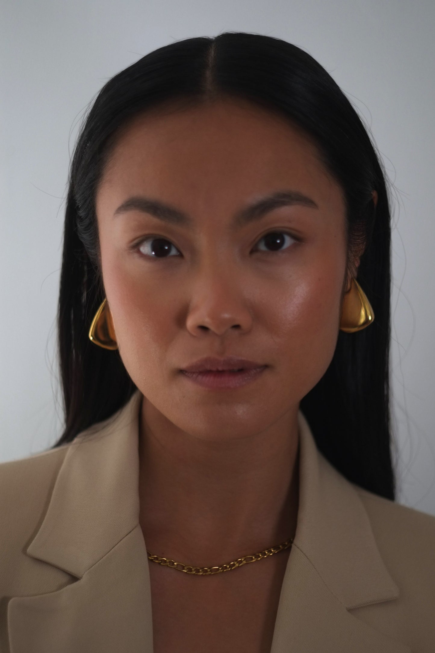 The Torso Two Tone 18k Gold Plated Tarnish-Free Statement Triangle Hoop Earrings