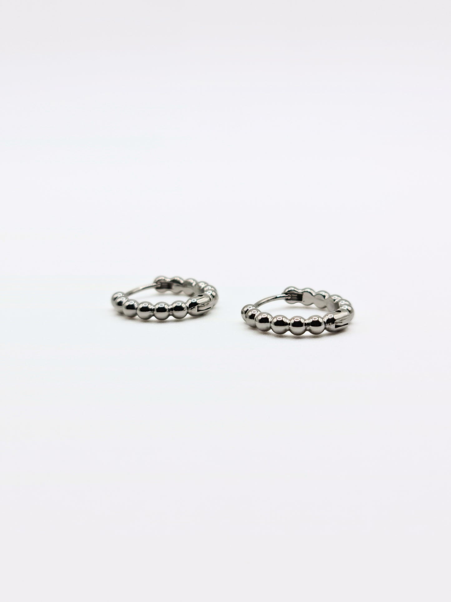 The Bonnie Essentials Silver Finish Tarnish-Free Beaded Huggie Hoop Earrings