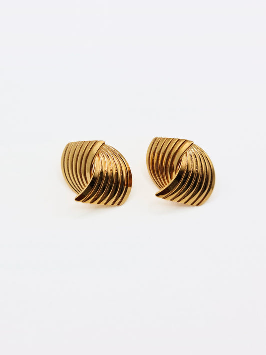 The Curlew 18k Gold Plated Tarnish-Free Statement Crossover Stud Earrings