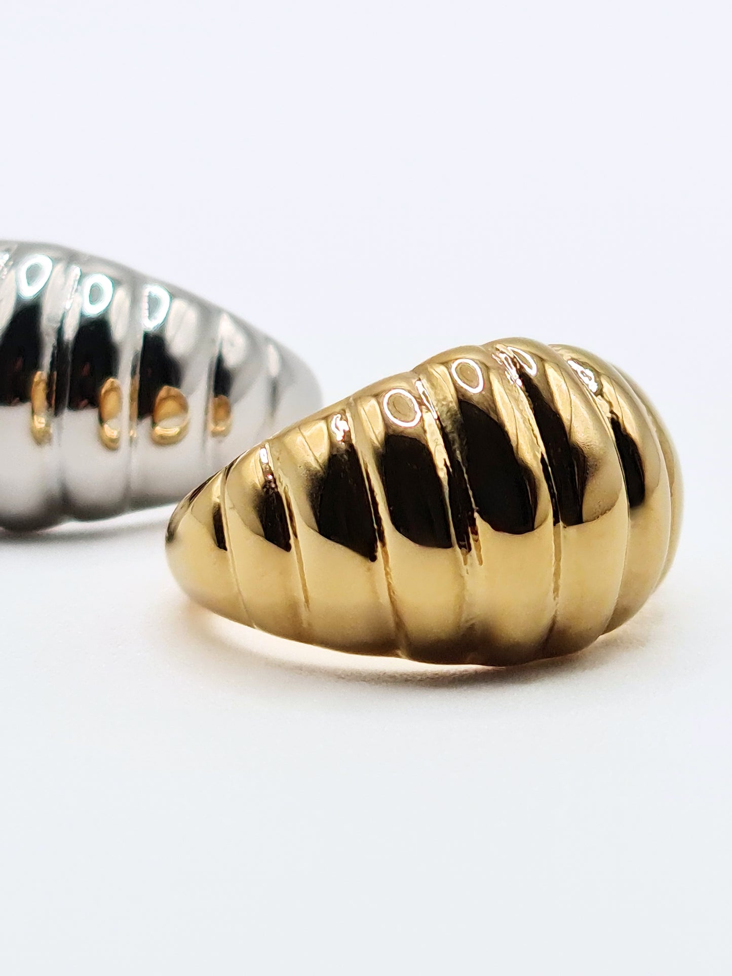 The Pendour 18k Gold Plated Tarnish-Free Ridged Dome Ring