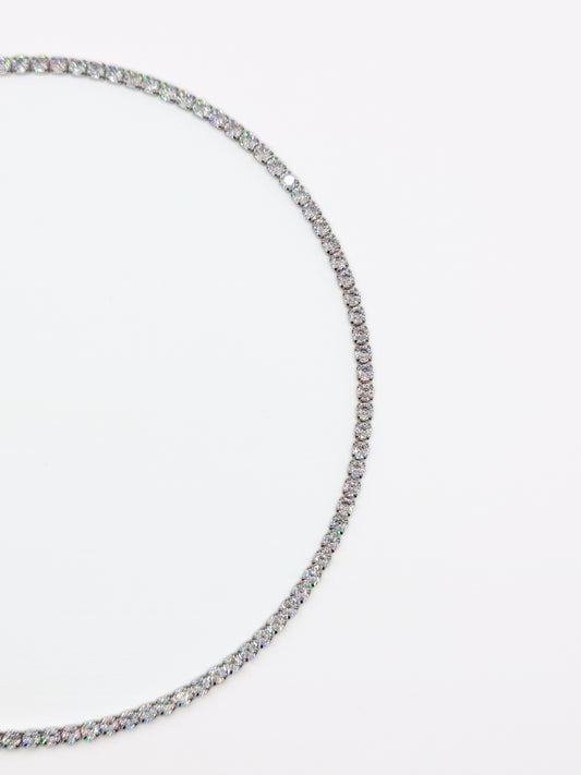 The Tory Set Silver Finish Tarnish-Free Cubic Zirconia Crystal Tennis Chain Necklace & Bracelet