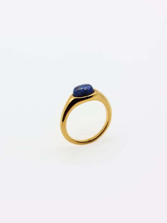 The Talisman Collection 18k Gold Plated Tarnish-Free Lapis Lazuli Semi-Precious Stone Ring