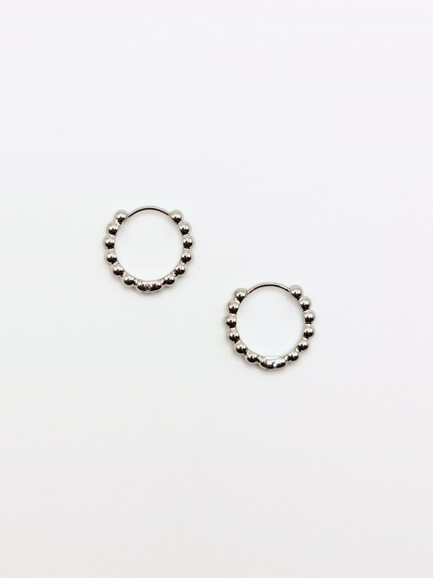 The Bonnie Essentials Silver Finish Tarnish-Free Beaded Huggie Hoop Earrings