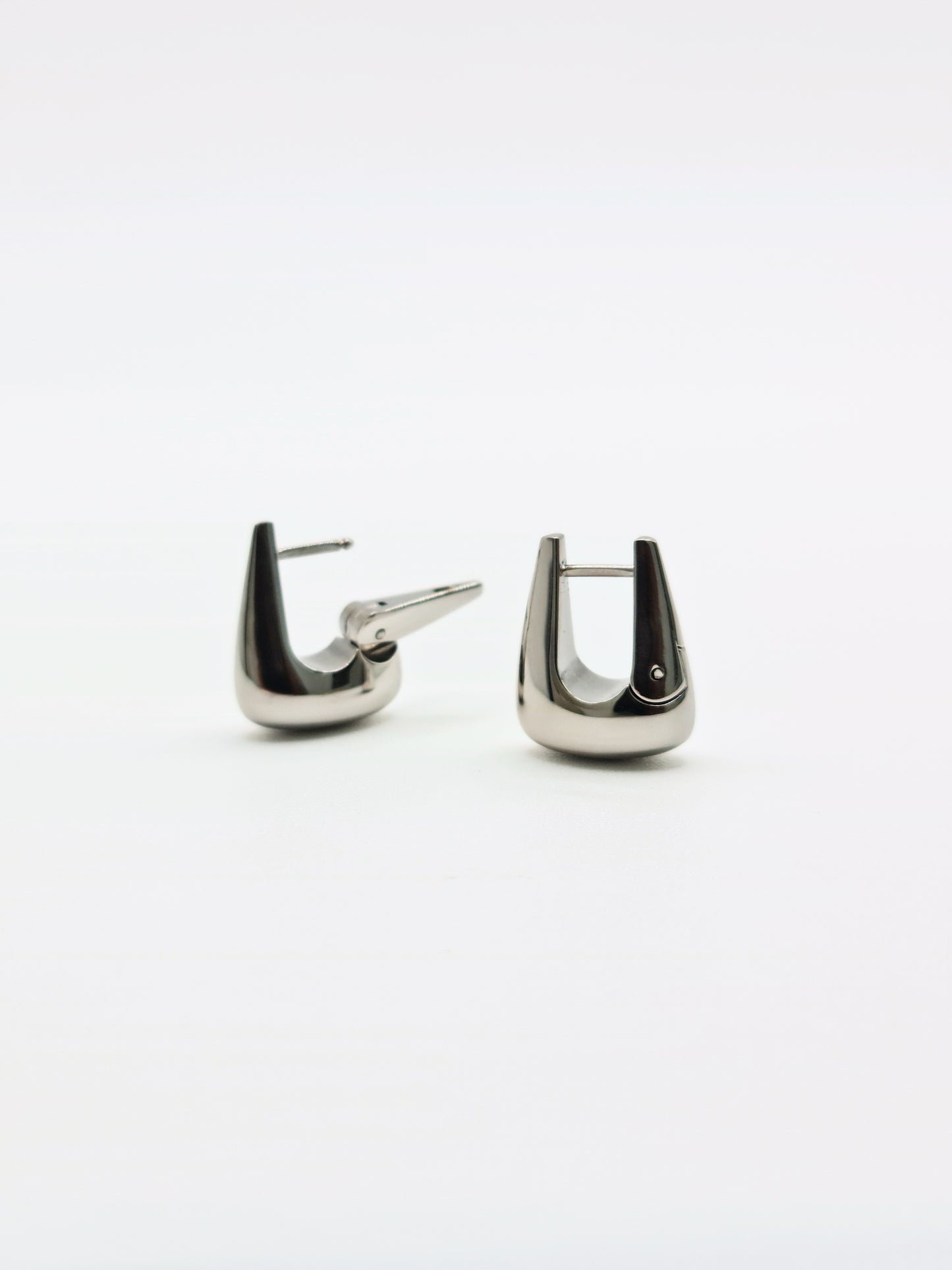 The Tate Silver Finish Tarnish-Free Hinged Triangle Hoop Earrings