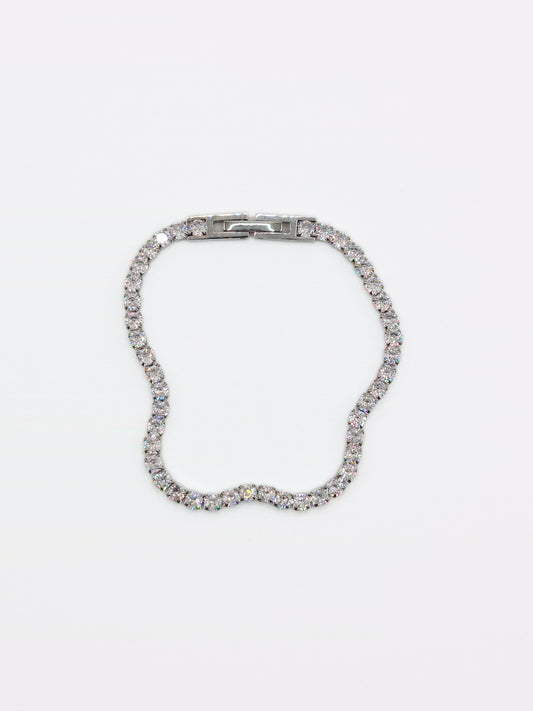 The Tory Silver Finish Tarnish-Free Cubic Zirconia Crystal Tennis Chain Bracelet