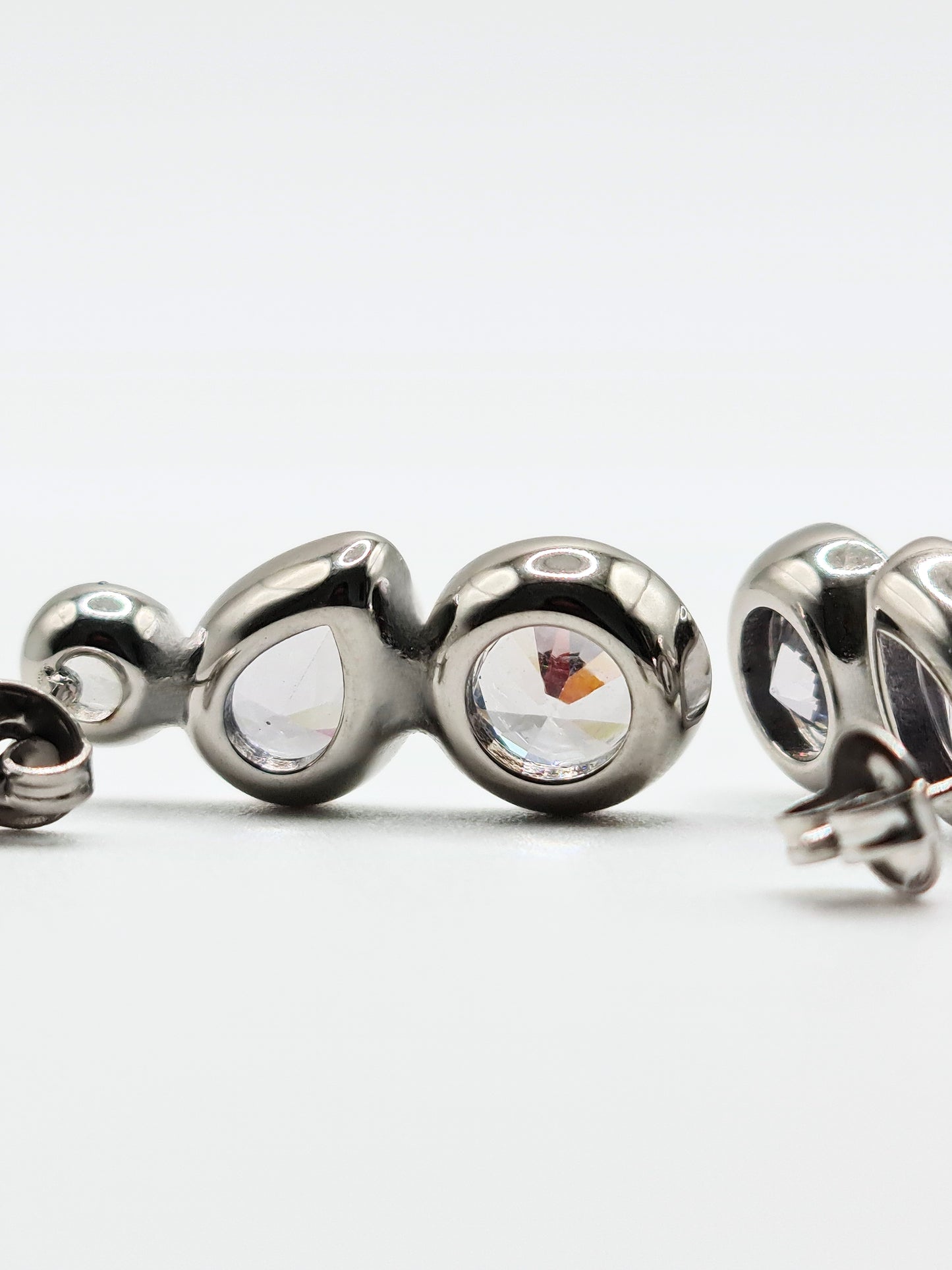 The Quartz Silver Finish Tarnish-Free Bezel Crystal Stud Earrings