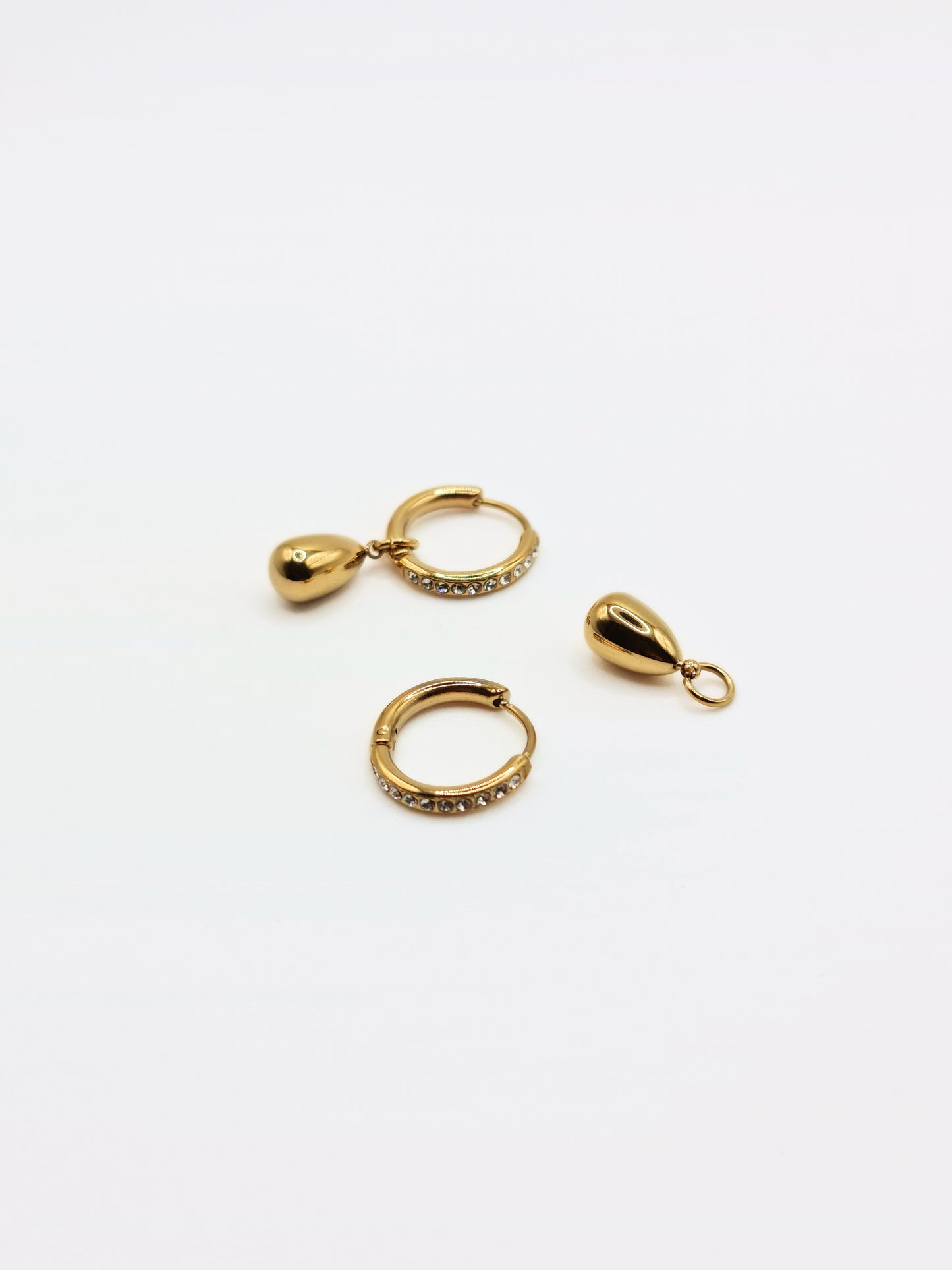 The Orbital 18k Gold Plated Tarnish-Free Ball Drop Pave Hoop Earrings