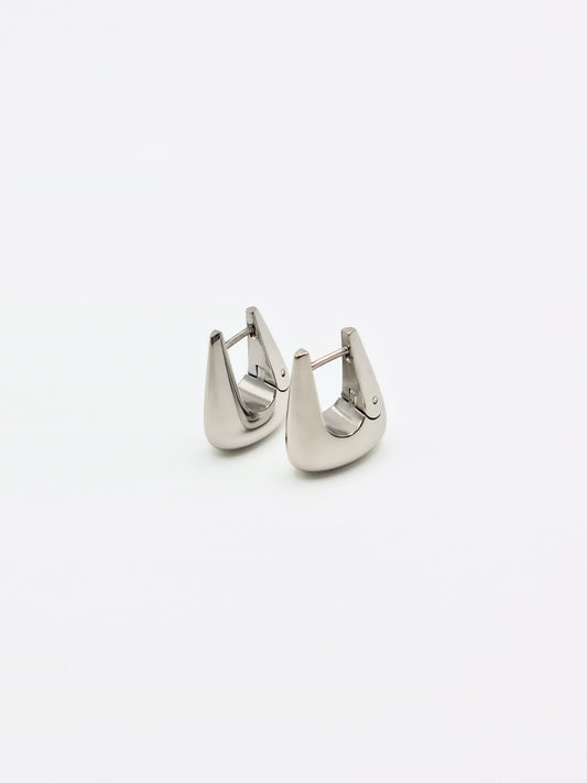 The Tate Silver Finish Tarnish-Free Hinged Triangle Hoop Earrings