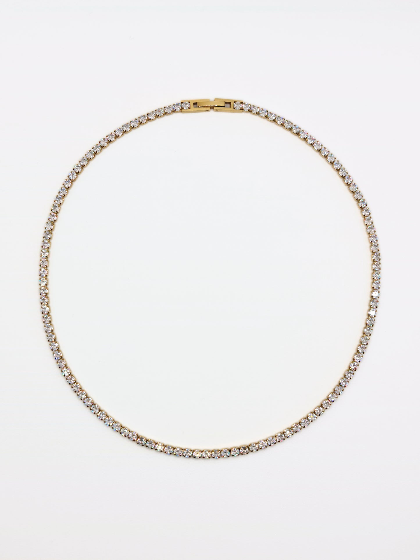The Tory 18k Gold Plated Tarnish-Free Cubic Zirconia Crystal Tennis Chain Necklace