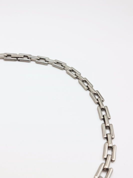 The Spencer Silver Finish Tarnish-Free Square Link Chain Necklace