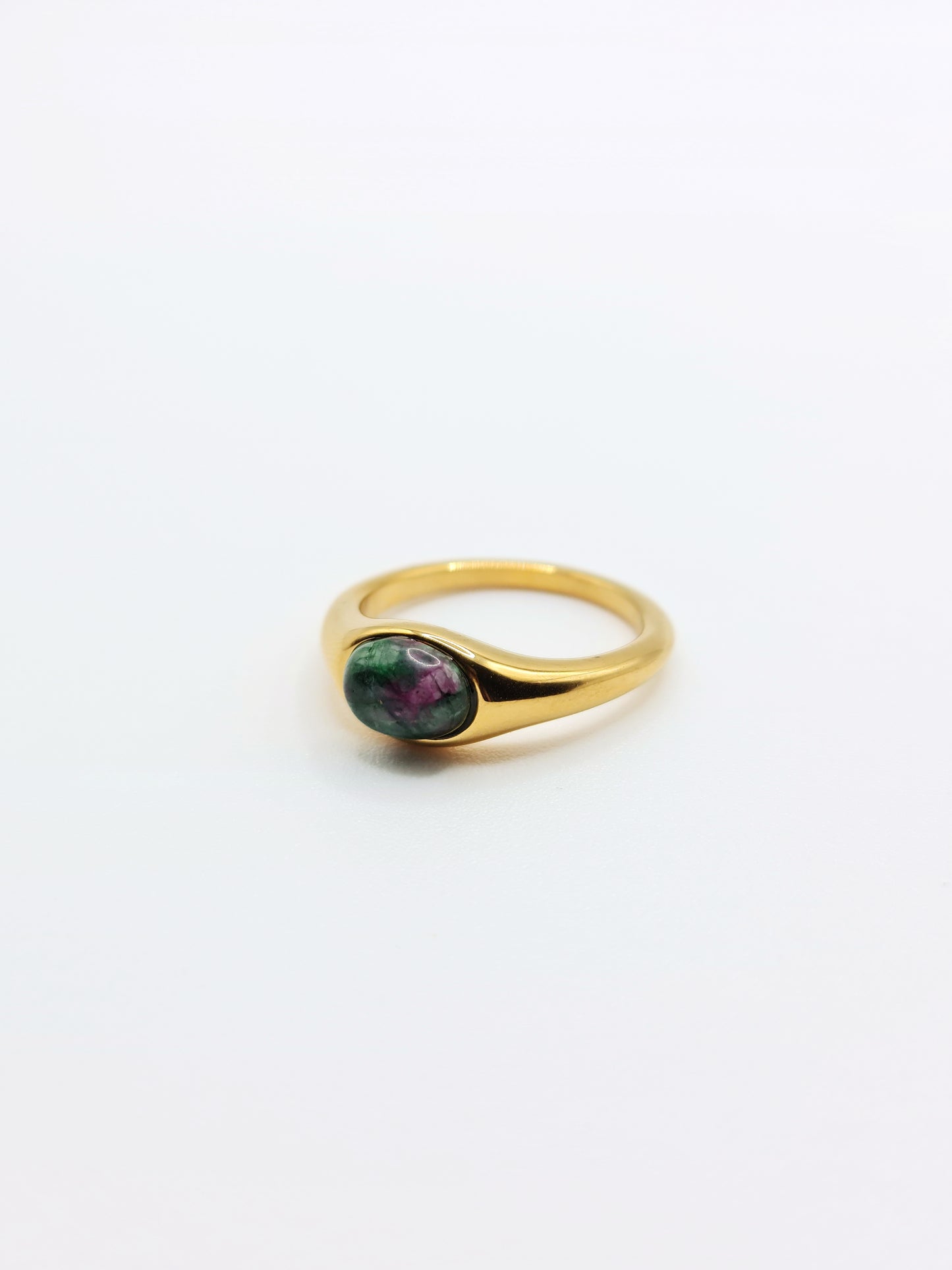 The Talisman Collection 18k Gold Plated Tarnish-Free Unakite Semi-Precious Stone Ring
