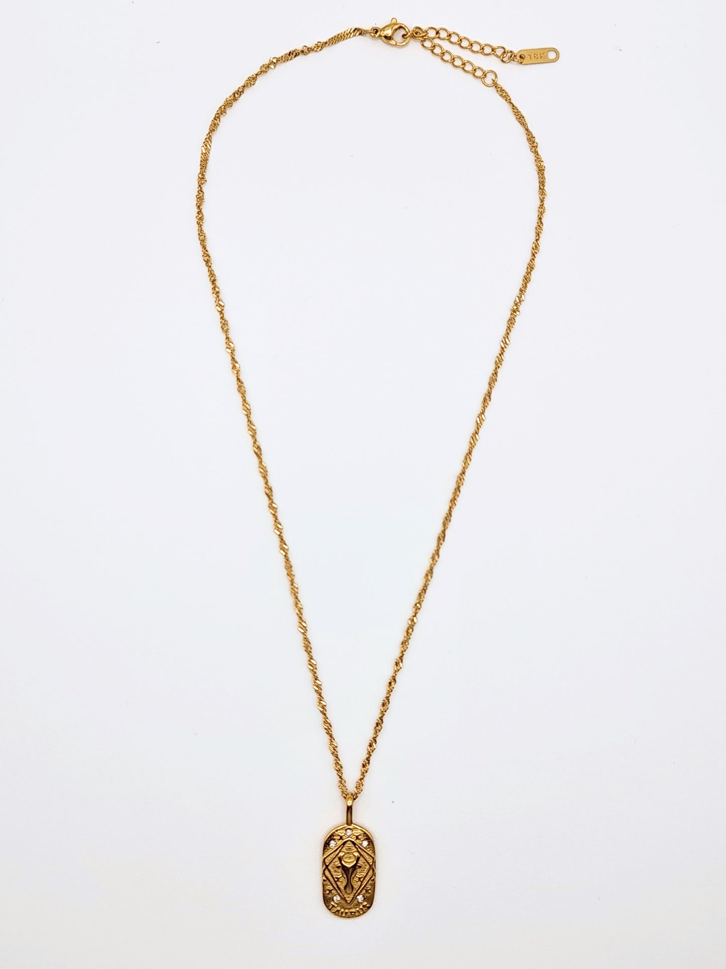 The Kiki Taurus 18k Gold Plated Stainless Steel Zodiac Starsign Crystal Necklace.