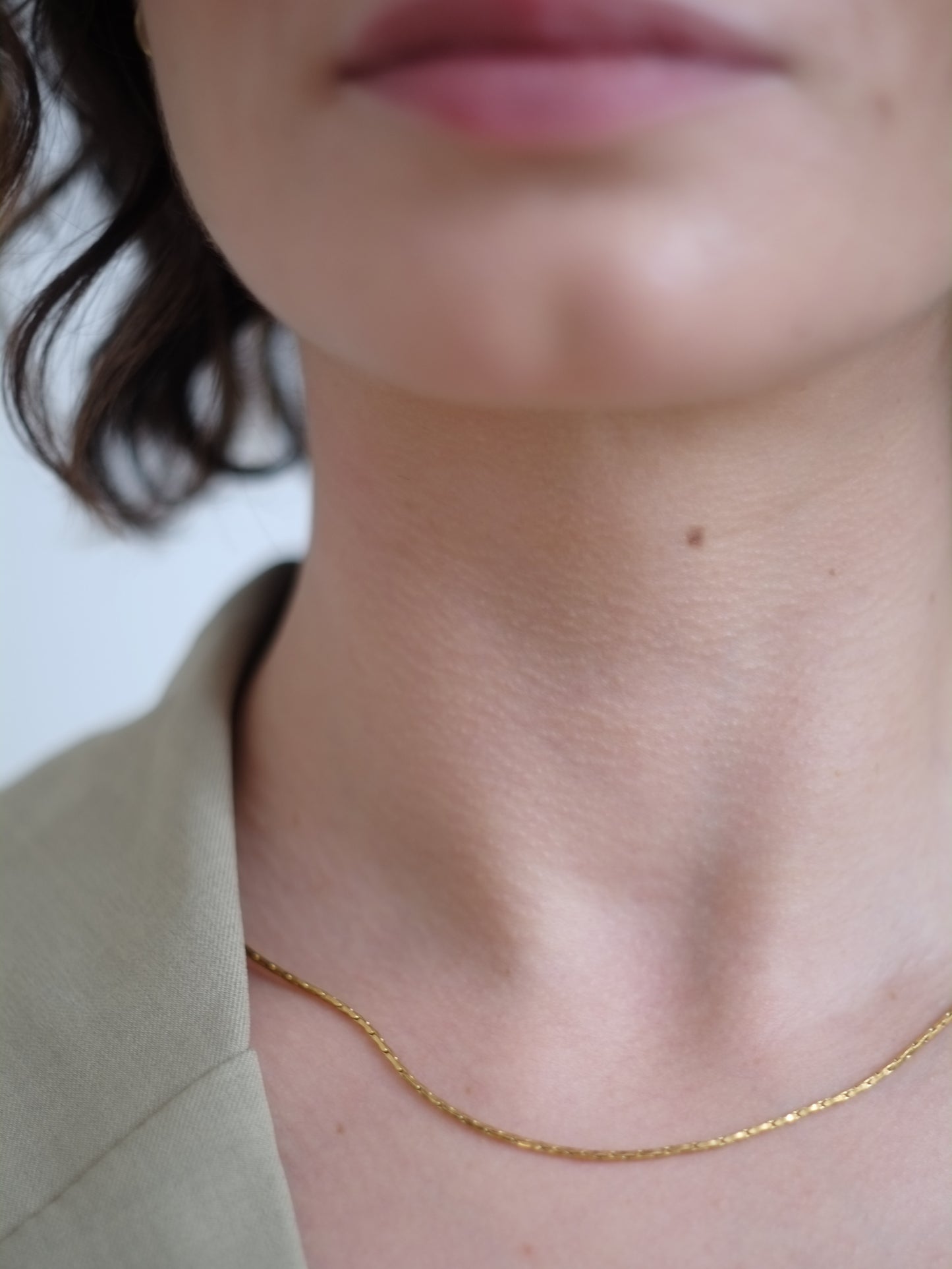 The Arizona 18k Gold Plated Stainless Steel Delicate Round Cobra Snake Chain Necklace.