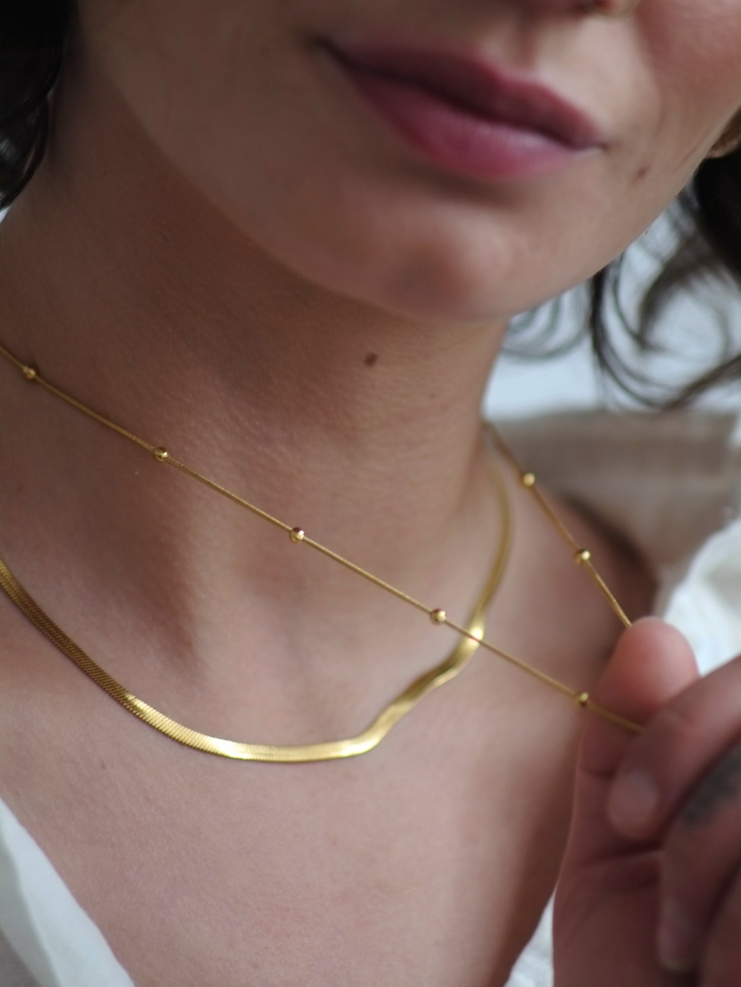 The Orb 18k Gold Plated Stainless Steel Dainty Ball Chain Necklace