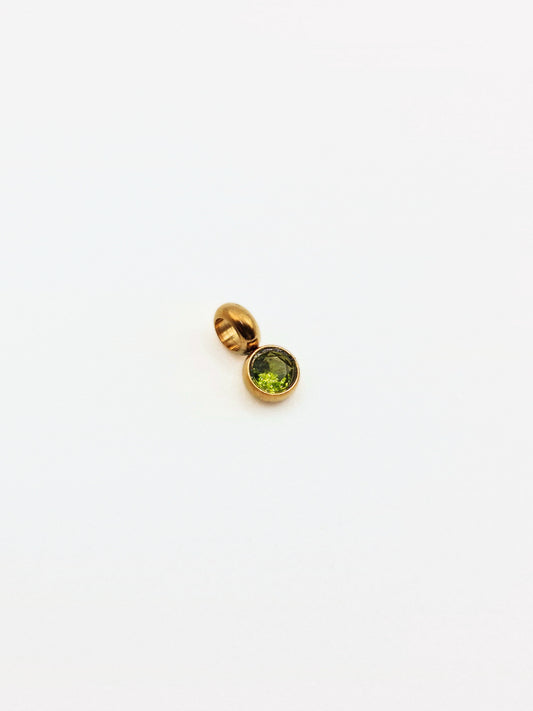 The Charm Shop August Peridot Birthstone 18k Gold Plated DIY Charm- Waterproof & Tarnish-Free