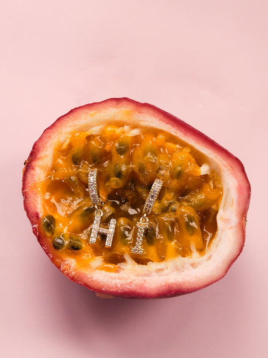 The Lana 'B' Initial 18k Gold Plated Stainless Steel Crystal Drop Hoop Earring