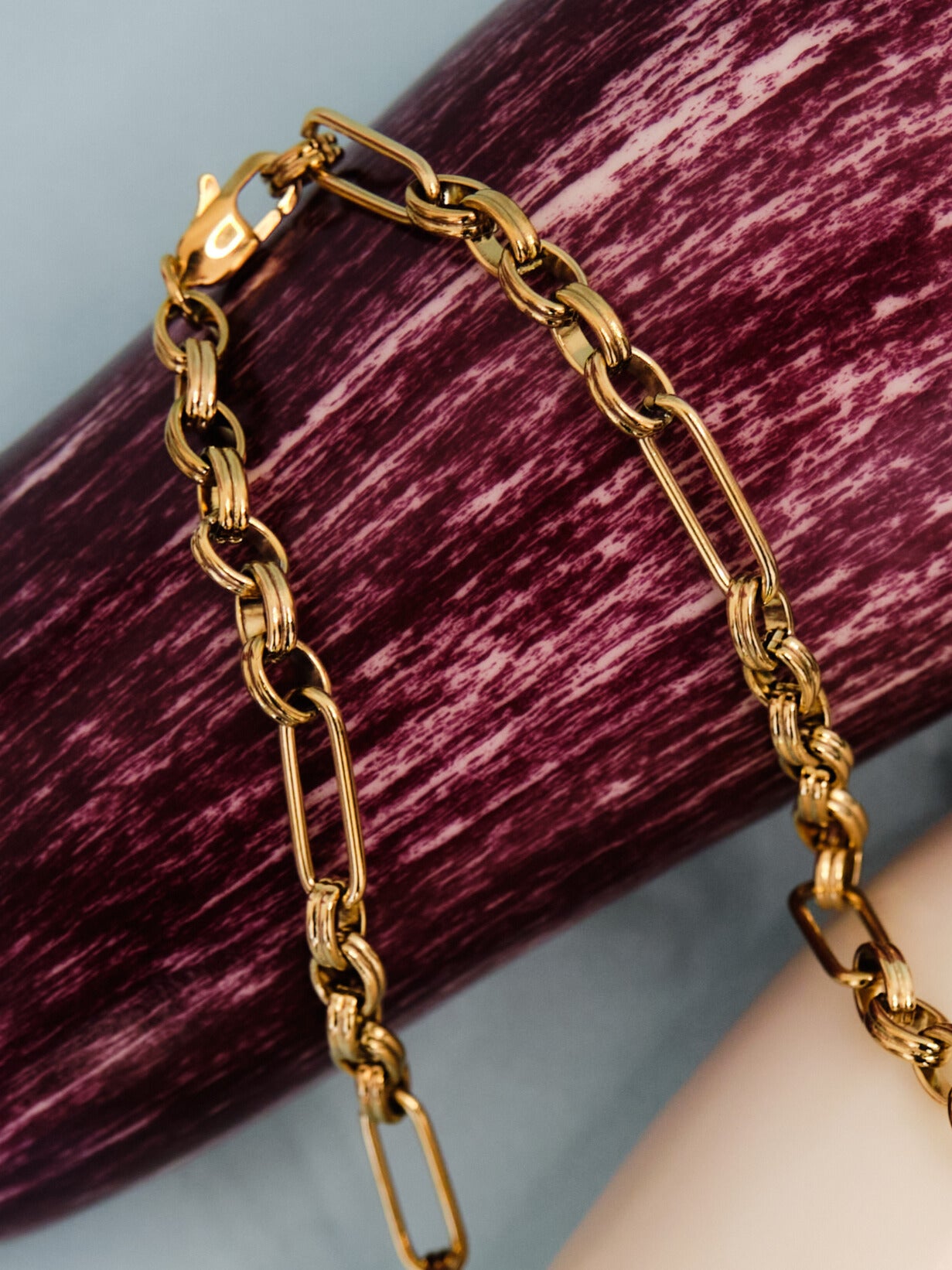 The Alexander 18k Gold Plated Stainless Medium Mixed Link Chain Necklace.