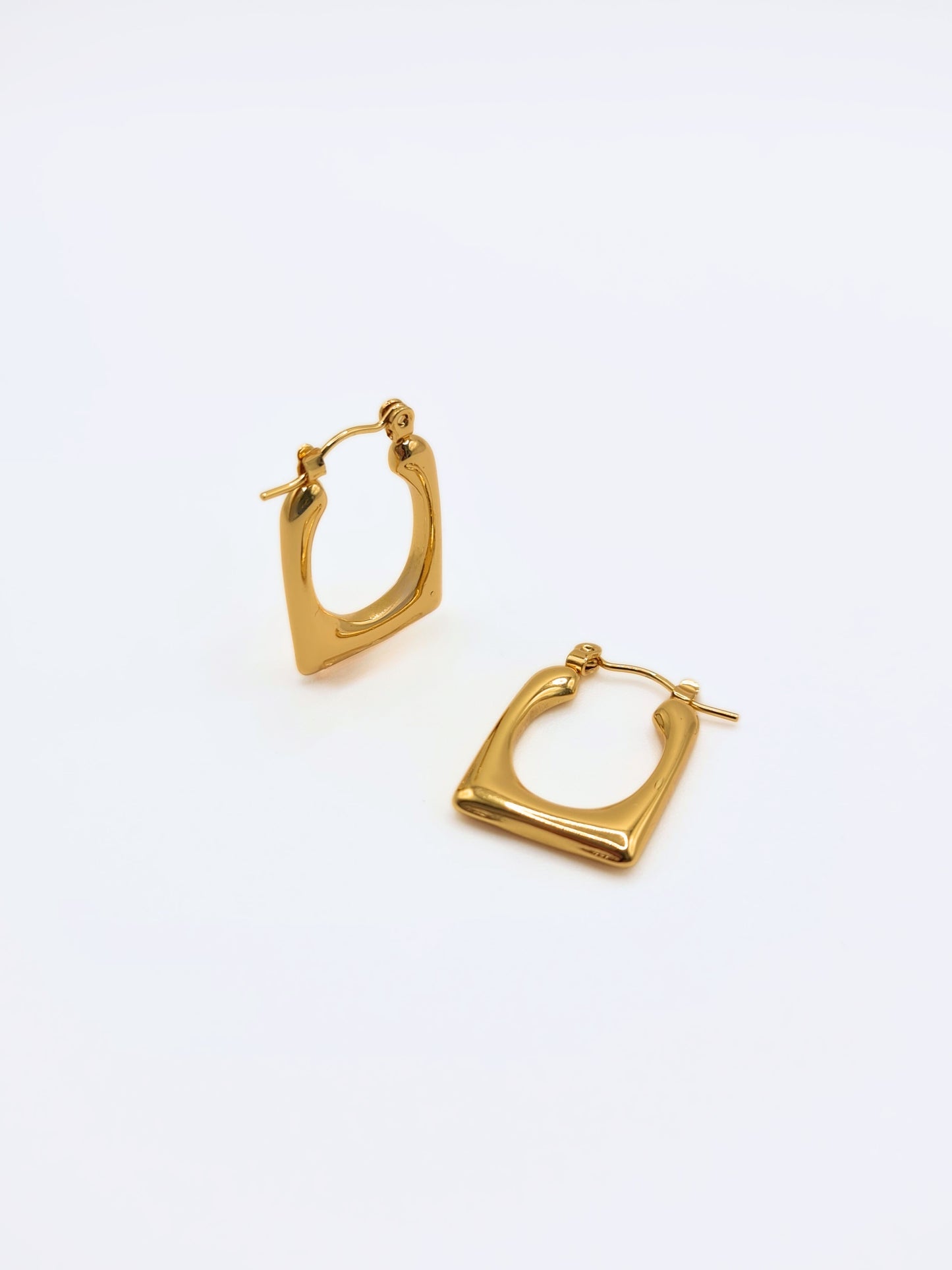 The George 18k Gold Plated Stainless Steel Rectangle Hoop Earrings.