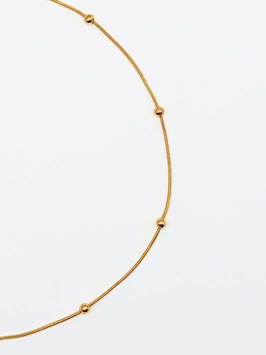 The Orb 18k Gold Plated Stainless Steel Dainty Ball Chain Necklace