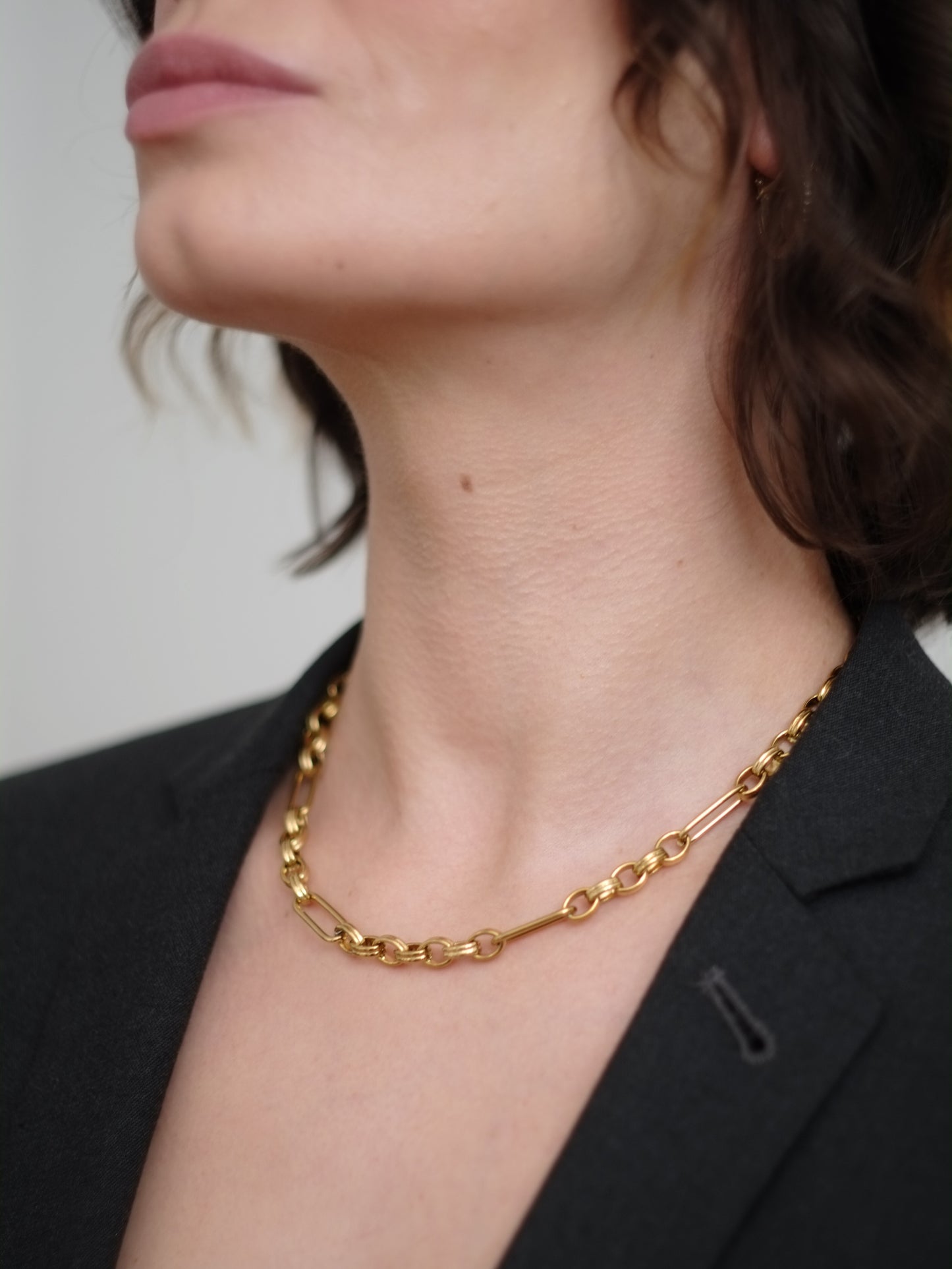 The Alexander 18k Gold Plated Stainless Medium Mixed Link Chain Necklace.