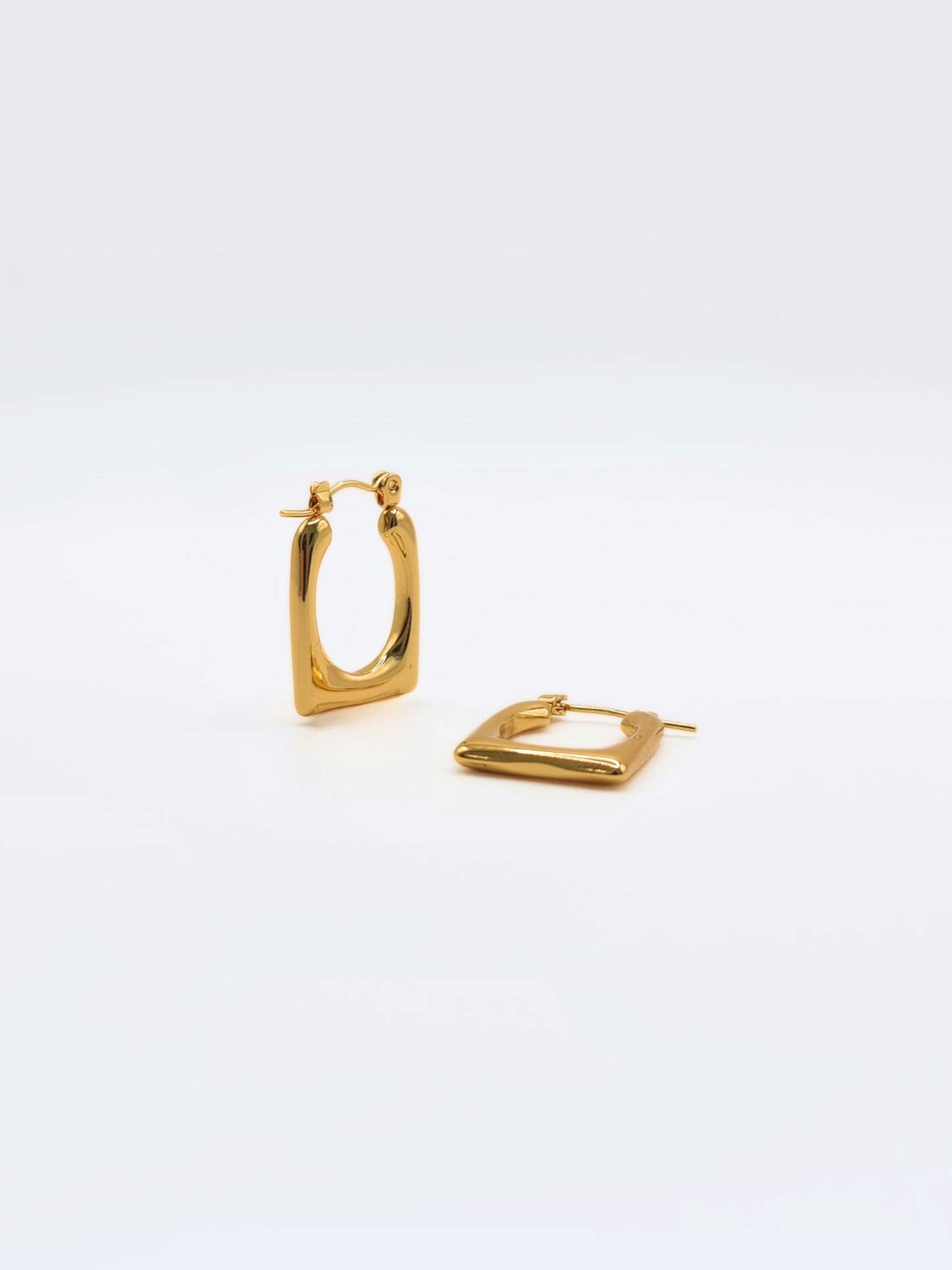 The George 18k Gold Plated Stainless Steel Rectangle Hoop Earrings.